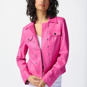 Foiled Suede Jacket With Metal Trims - Joseph Ribkoff